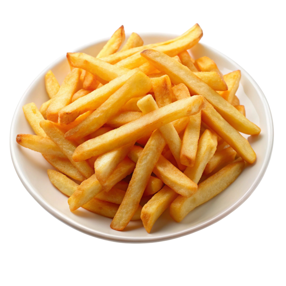 Delicious and freshly fried potato fries, representing a popular fast food snack with a crunchy bite. png
