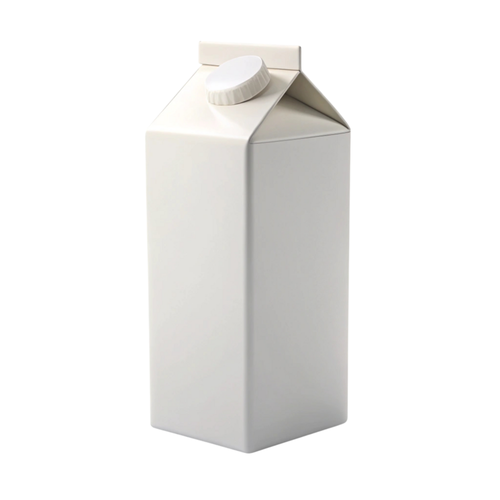 Simple and modern milk carton with cap, showcasing clean lines and minimalistic style, suitable for dairy packaging themes. png