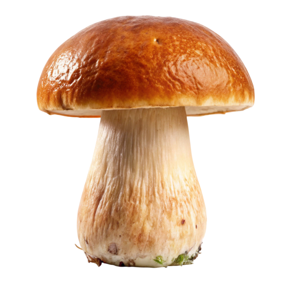 Nutritious porcini mushroom with earthy tones and distinctive shape, suitable for recipes, vegetarian meals, and culinary themes. png