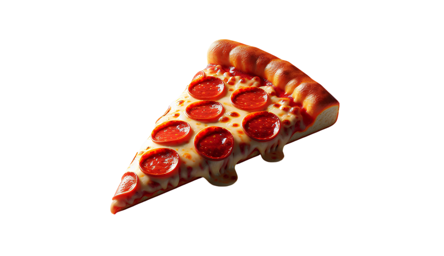 single slice of pepperoni pizza with melted cheese and crispy crust, showcasing the classic combination of savory toppings and gooey mozzarella on a soft dough base png