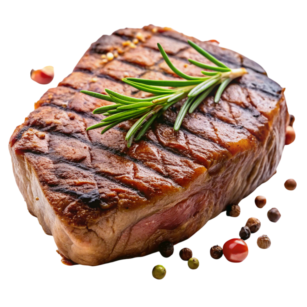 Premium quality steak cooked to perfection, showing rich texture and marbling, perfect for meat lovers and culinary concepts. png