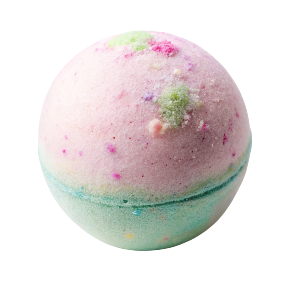 Vibrant bath bomb with delicate colors and a smooth texture, perfect for beauty and relaxation visuals png