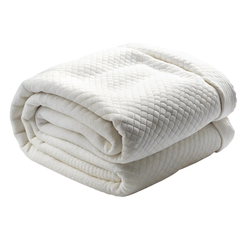 Soft and Cozy Folded Blanket on White Background, Ideal for Bed or Couch Comfort and Warmth in Any Room png