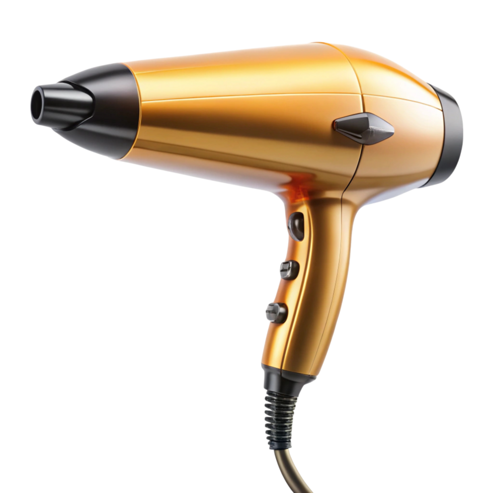 Modern professional hair dryer with ergonomic design and adjustable settings for efficient hair styling png