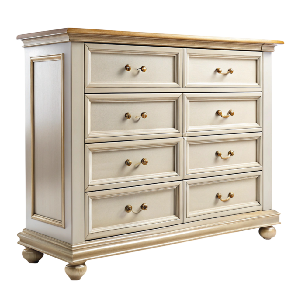 Traditional wood dresser with spacious drawers, enhancing home interiors with style and functionality png
