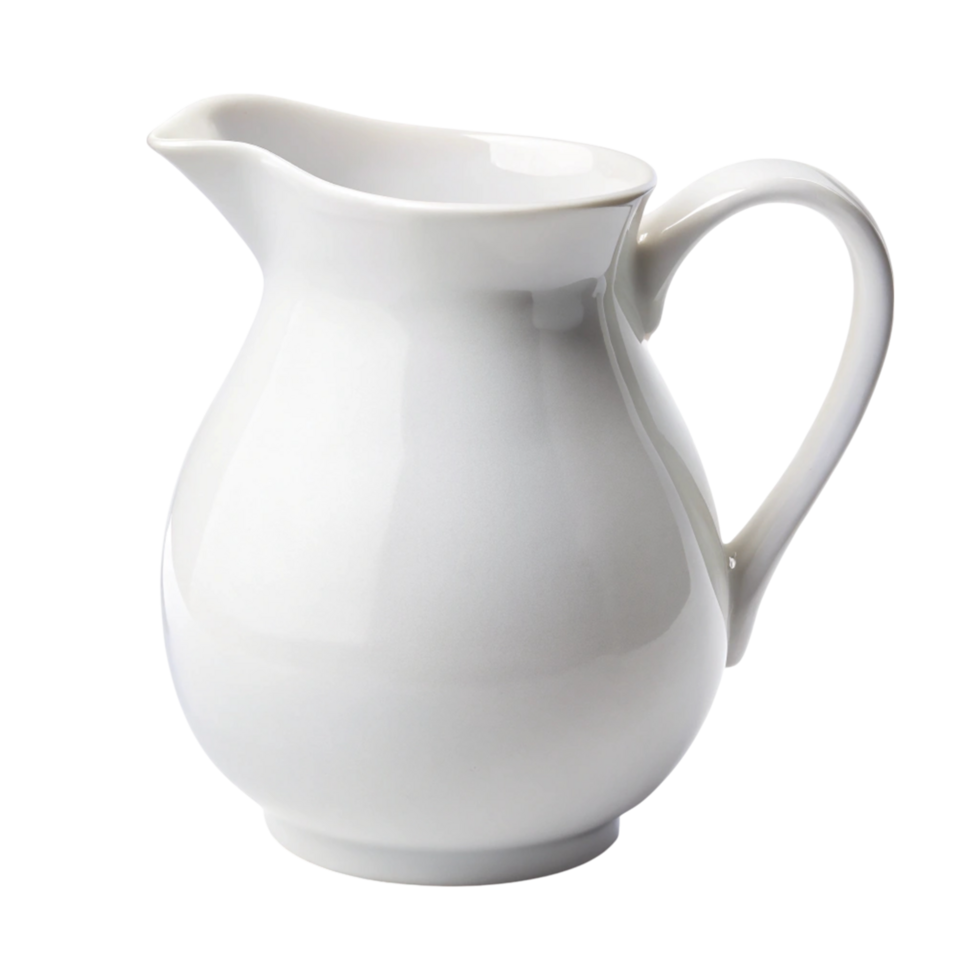 Classic porcelain pitcher in ivory shade isolated on white, ideal for serving water or decorative purposes png