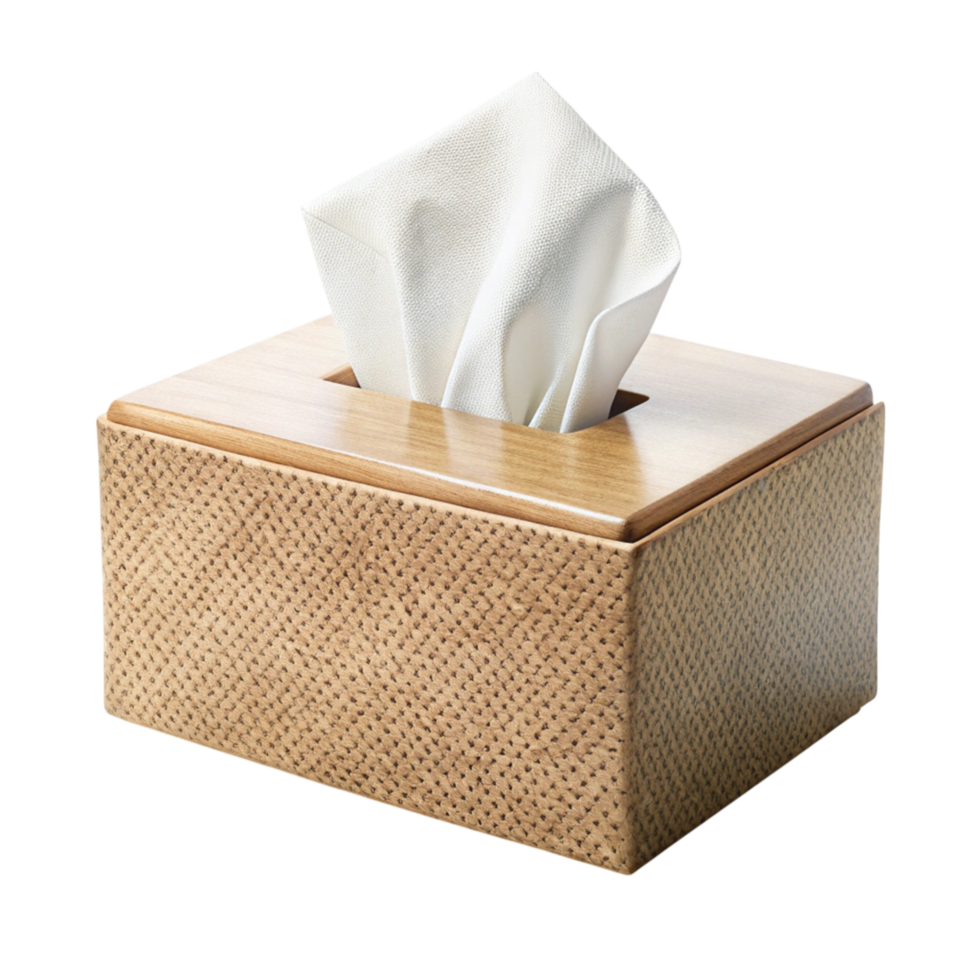Decorative tissue box with textured surface for a sophisticated look, suitable for bedroom, bathroom, or office png