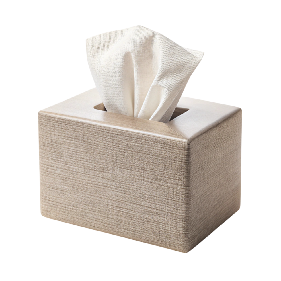 Modern tissue box holder with a minimalist design, ideal for maintaining hygiene in a sleek style png