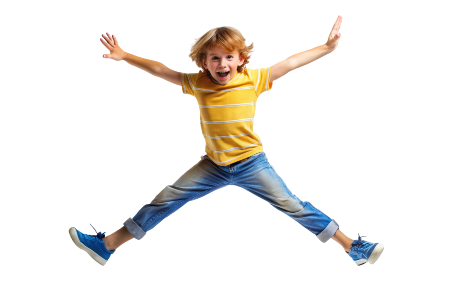 Happy Child Jumping with Joy on Black Background png