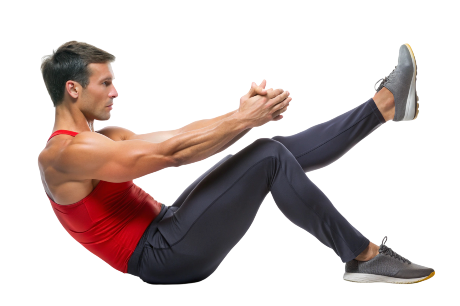 Man Performing High Knees Cardio Exercise on Black Background png