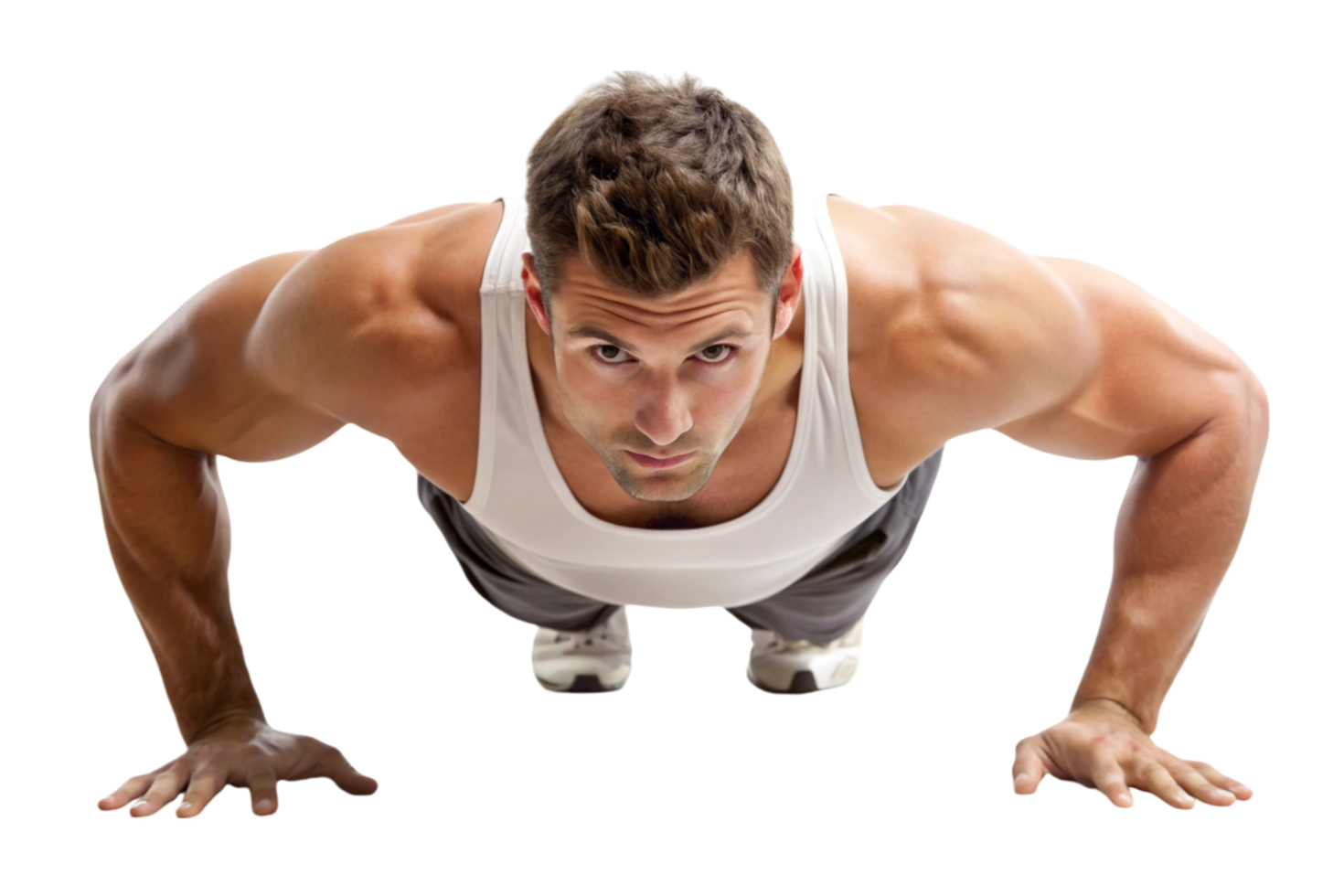 Man performing a push up for a full body strength workout png