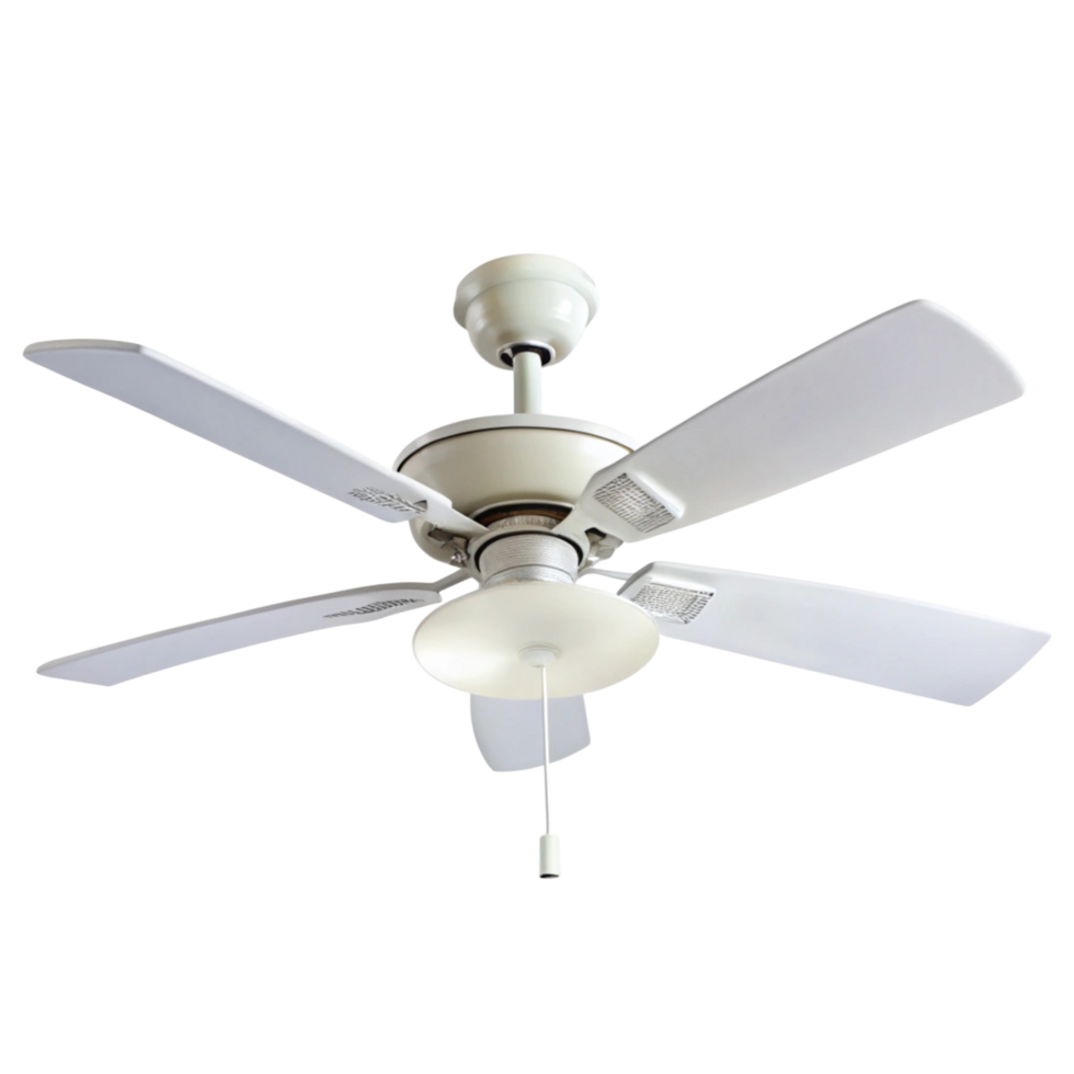 Energy efficient ceiling fan with four blades and light fixture suitable for home and office use in modern settings png