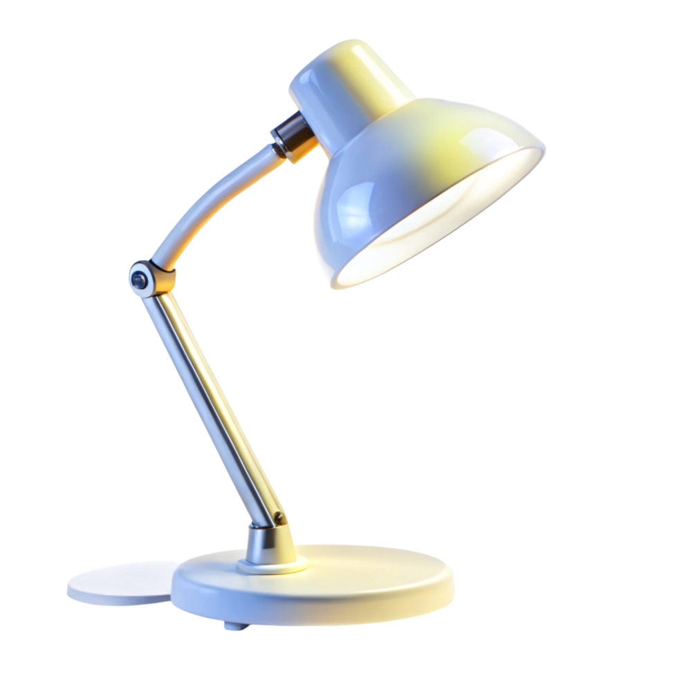 Minimalist desk lamp in sleek white design perfect for modern home office or workspace lighting needs png