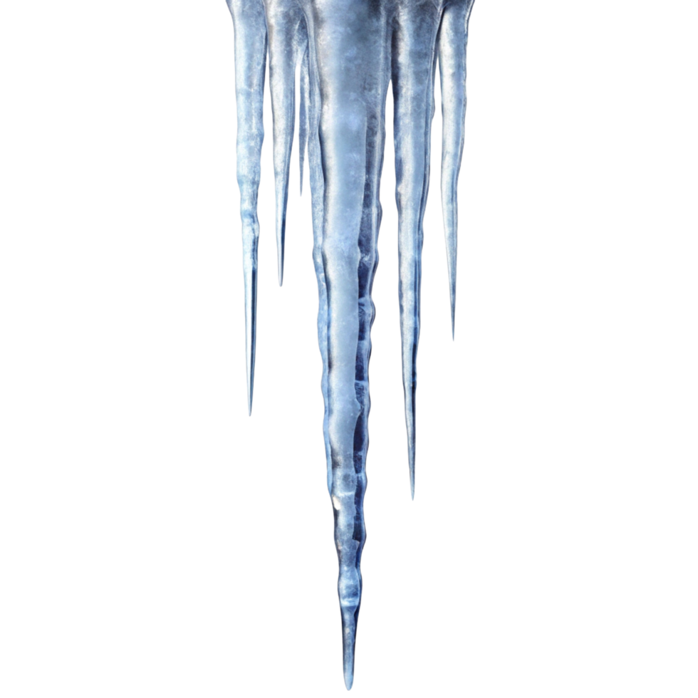 glistening icicles hanging against a Transparent Background, symbolizing winter cold and frozen nature png