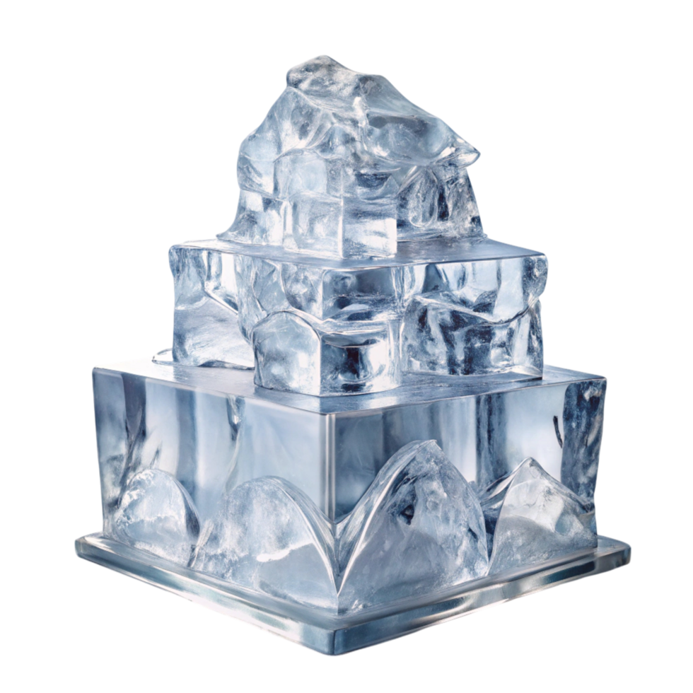 Elegant Ice Sculptures of Trees and Mountains on Pure Transparent Background png