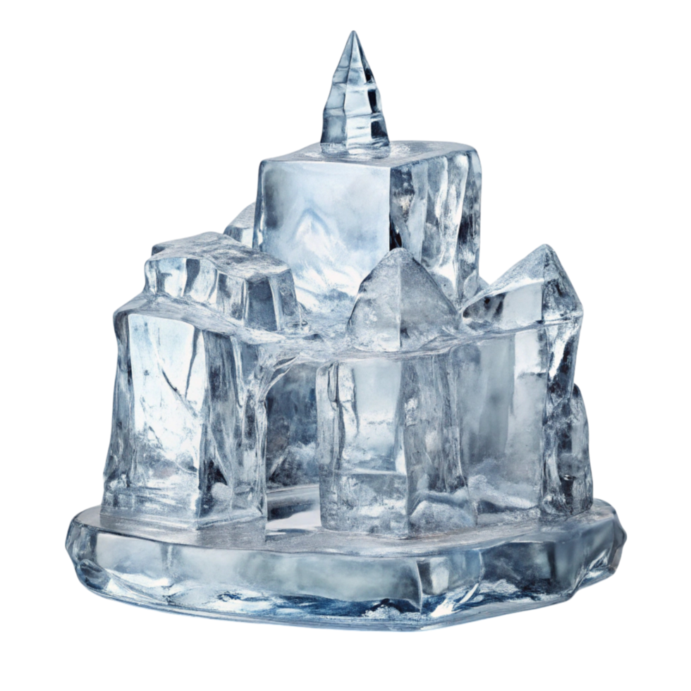 Ice Sculptures of Trees and Mountains on Pure Transparent Background png
