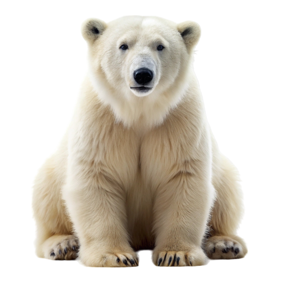 Polar Bear in Studio Setting Graceful Arctic Mammal on Transparent Background for Wildlife Concept png