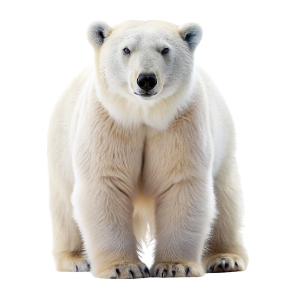 Adorable Polar Bear Standing on Transparent Background Close up of Cute Animal in Arctic Environment png
