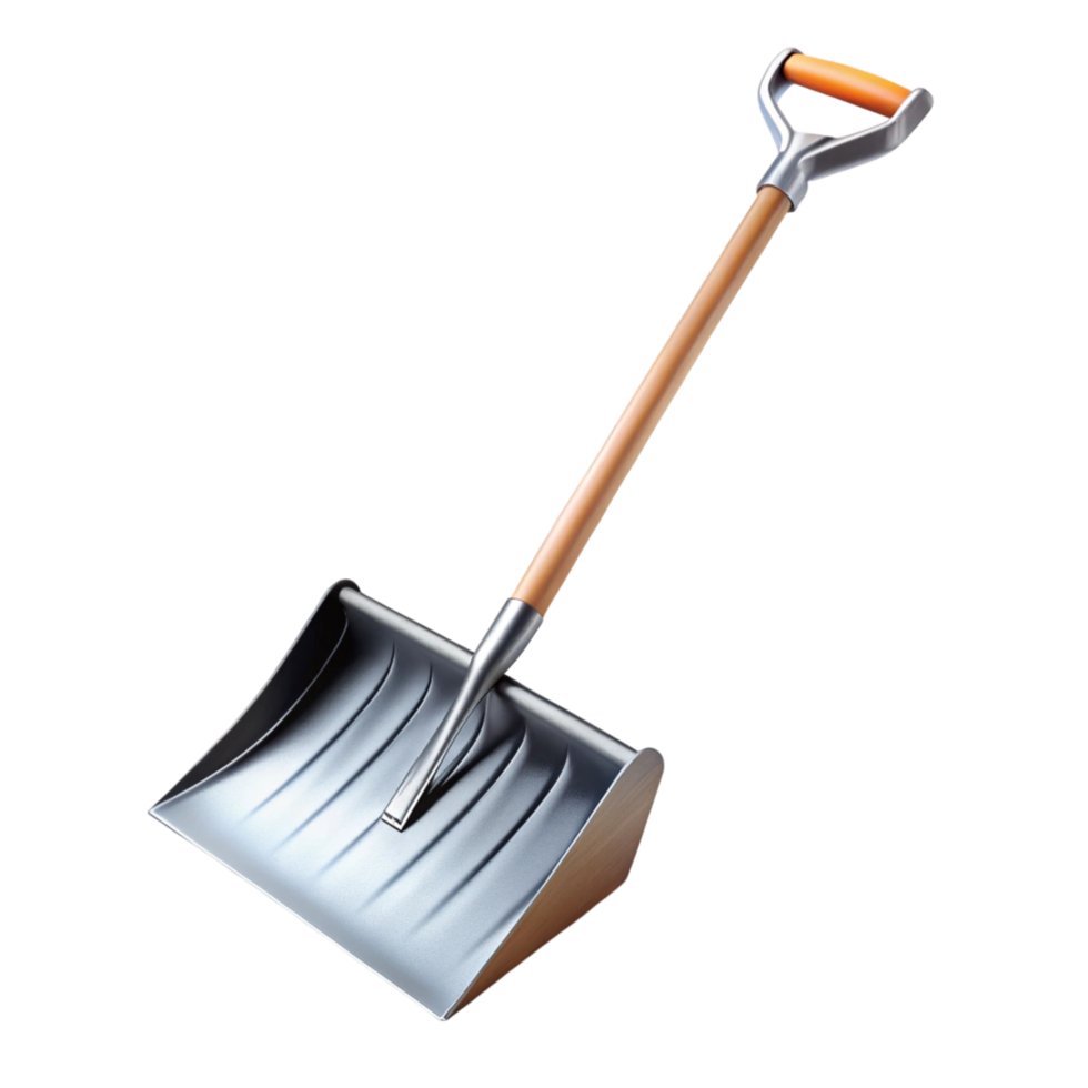 High quality metal snow shovel featuring non slip grip handle for effective snow removal tasks png