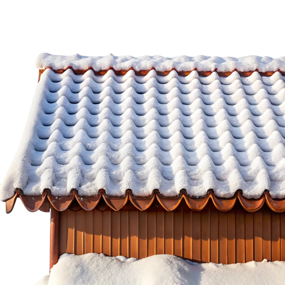 Roof tiles covered with a thin layer of snow, showcasing a clean and crisp winter texture png