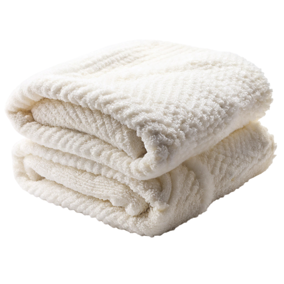 Soft and fluffy white winter blanket, offering warmth and comfort, perfect for cozy nights and cold weather lounging png