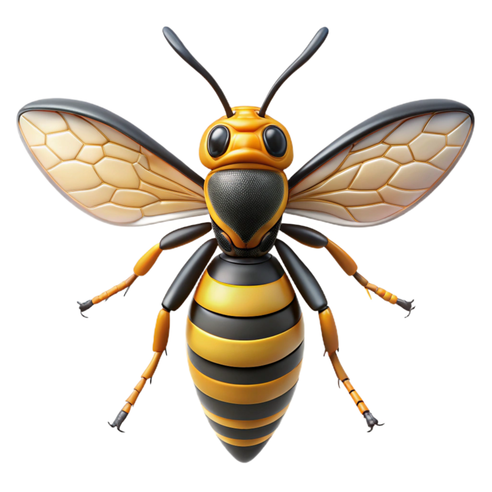 glorious playful surreal Wasp, stripeabdomen, detailewings anstinger, studio lighting, minimalist, isolateon transparent background,high-resolution product photography exclusive png