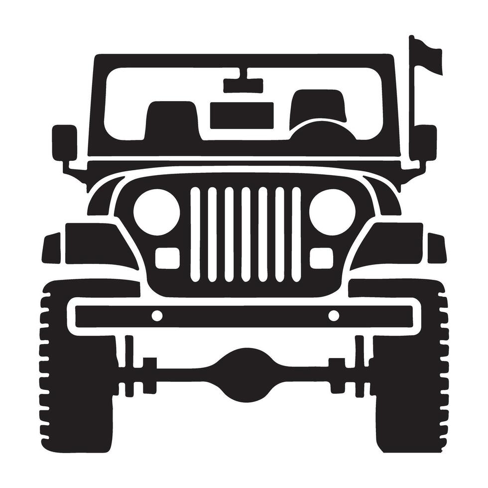 Front View Jeep Off Road Vehicle Silhouette Graphic Art Image vector