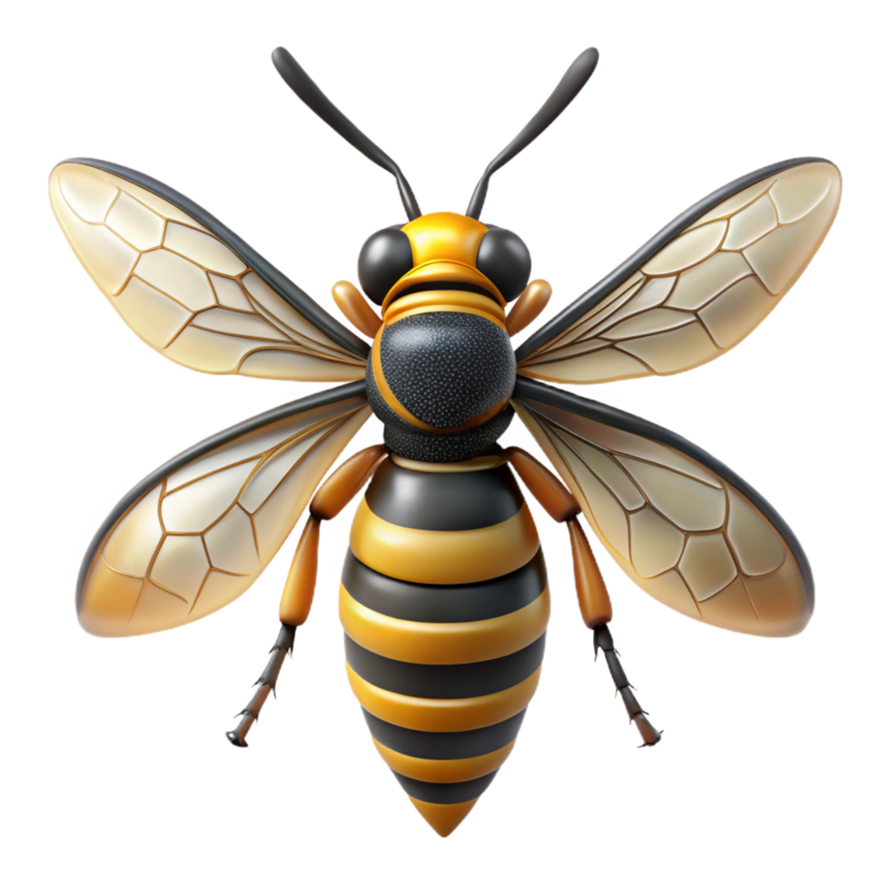 notable urban Wasp, stripeabdomen, detailewings anstinger, studio lighting, minimalist, isolateon transparent background,high-resolution product photography museum quality png