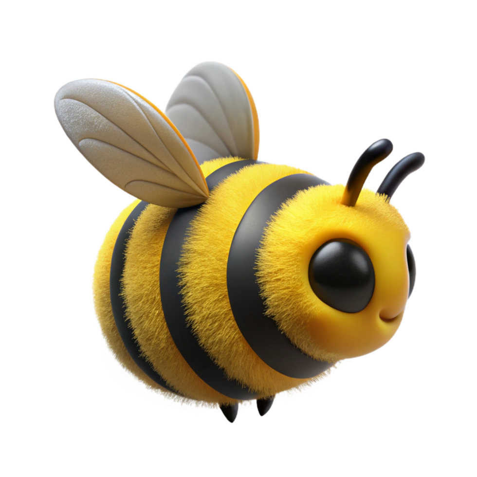 gorgeous vintage Bumblebee, fuzzy body, yellow anblack stripes, mid-flight, front view, soft lighting, minimalist, isolateon transparent background,high-resolution product photography premium png