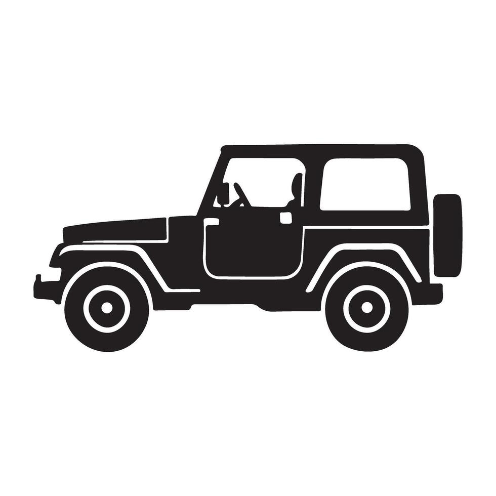 Side View Jeep Wrangler Silhouette Graphic Illustration Icon vector