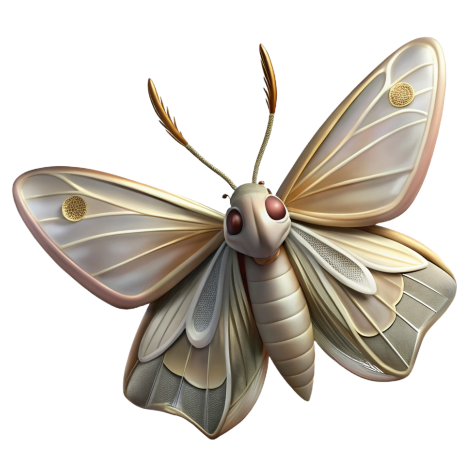 whimsical dramatic Moth, intricate wing patterns, feathery antennae, side view, dramatic lighting, minimalist, isolateon transparent background,high-resolution product photography gallery standard png