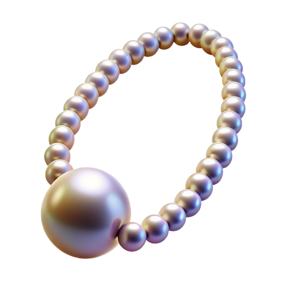 joyful splendiA single pearl necklace with iridescent sheen, knottesilk thread, soft lighting, isolateon transparent background,high-resolution product photography detailed png
