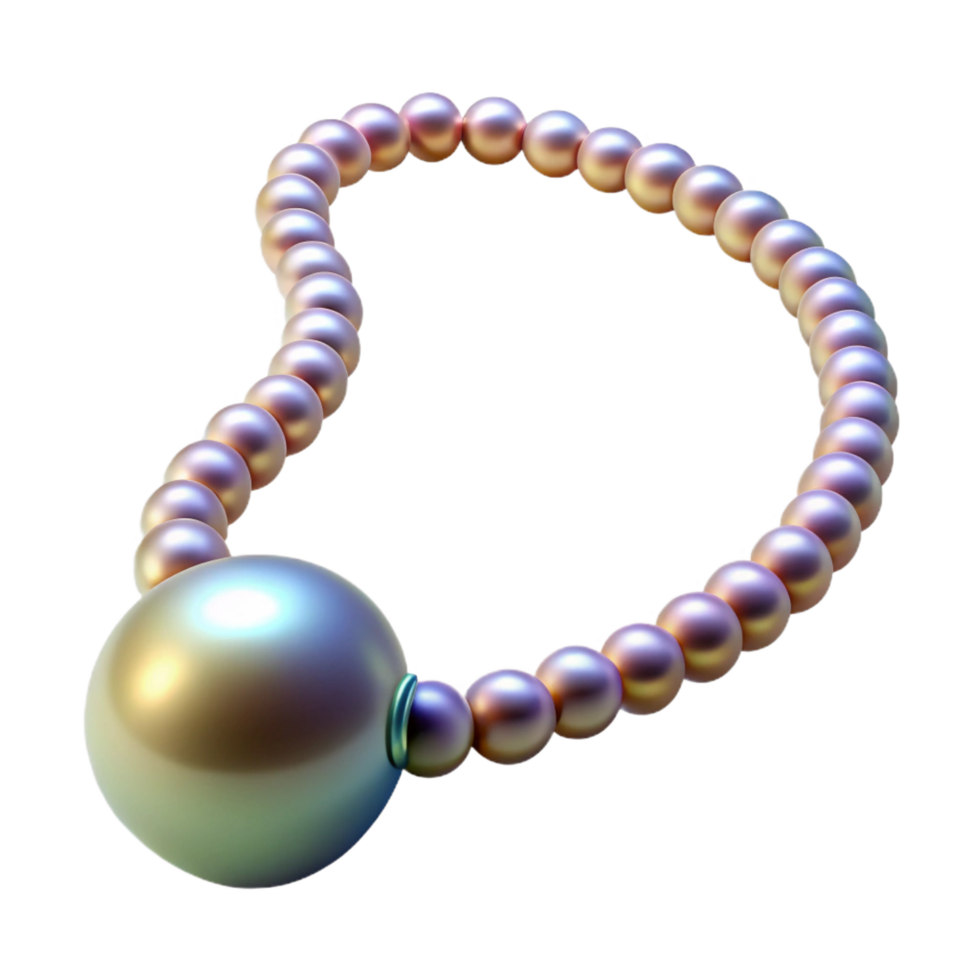 bolcaptivating A single pearl necklace with iridescent sheen, knottesilk thread, soft lighting, isolateon transparent background,high-resolution product photography premium png