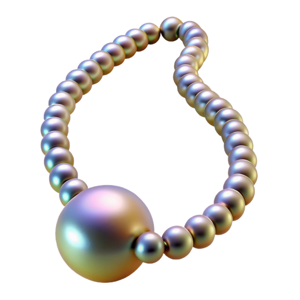 melancholic extraordinary A single pearl necklace with iridescent sheen, knottesilk thread, soft lighting, isolateon transparent background,high-resolution product photography professional png
