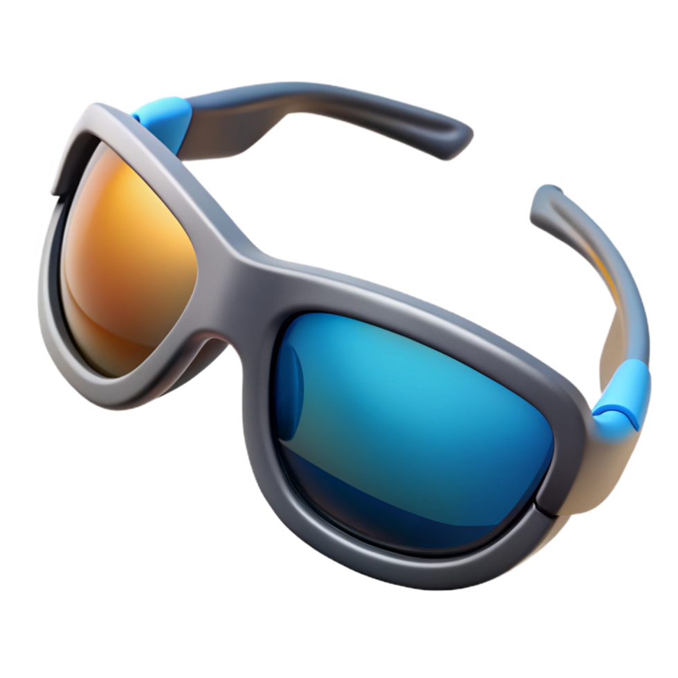 splendirare A pair of polarizesports sunglasses with interchangeable lenses, rubberizeframe, studio lighting, top-down view, isolateon transparent background,high-resolution product photography png