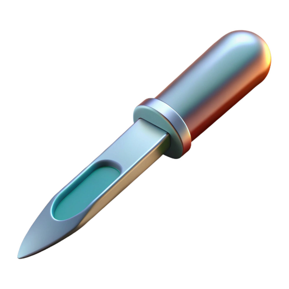 beautiful urban Scalpel with sharp blade, metallic reflection, ergonomic handle, render, studio lighting, top-down view, isolateon transparent background,high-resolution product photography flawless png