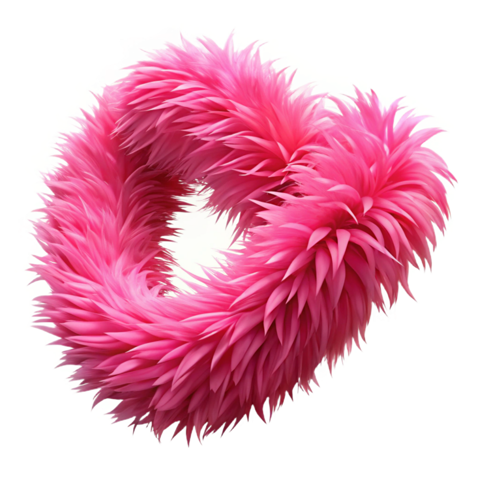 timeless urban A single feather boa, fluffy texture, vibrant pink, studio lighting, with transparent background,high-resolution product photography premium png