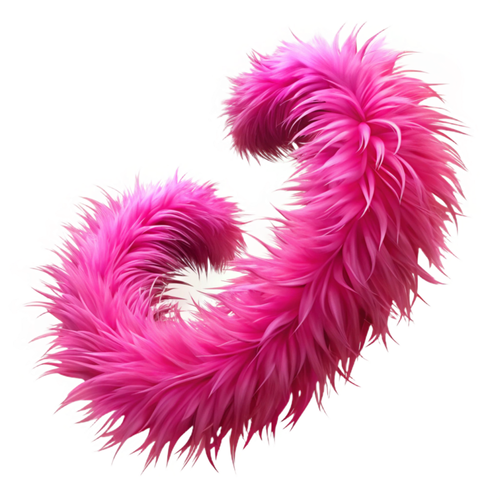 fascinating urban A single feather boa, fluffy texture, vibrant pink, studio lighting, with transparent background,high-resolution product photography top-tier png