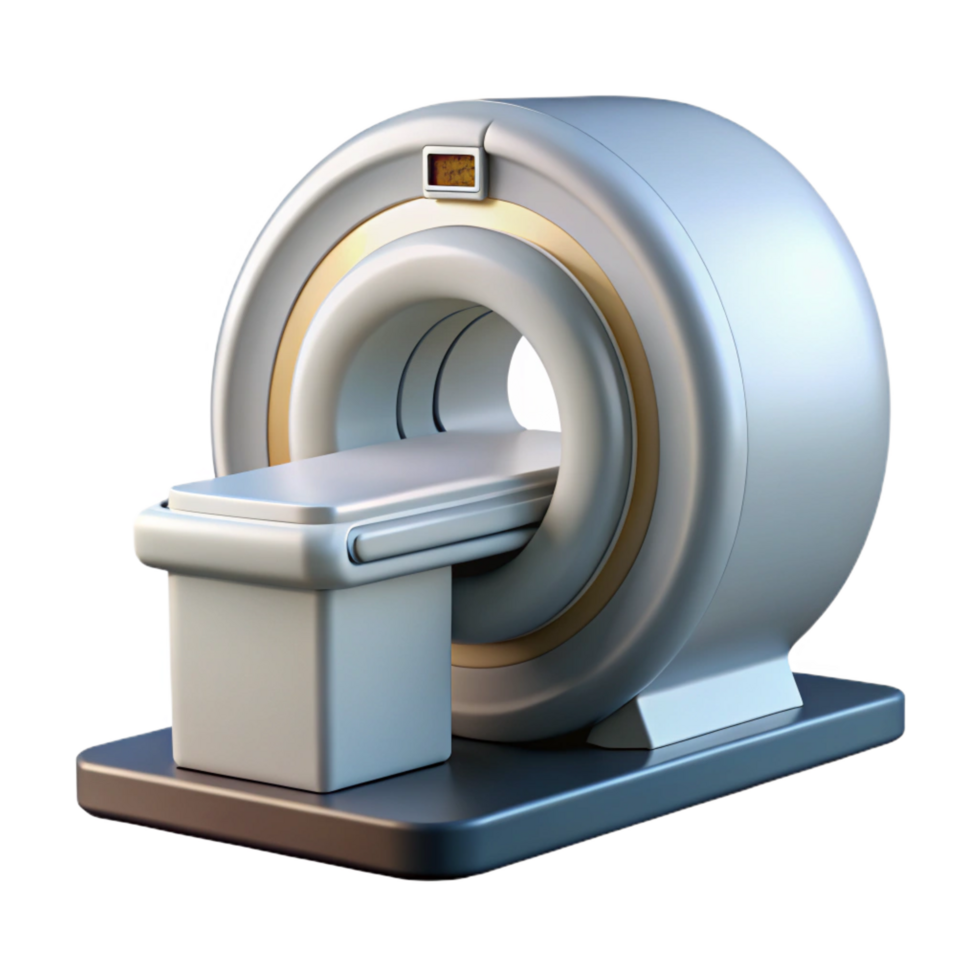 wonderful classic MRI machine, detaileexterior, white casing, render, studio lighting, front view, with transparent background,high-resolution product photography high quality png
