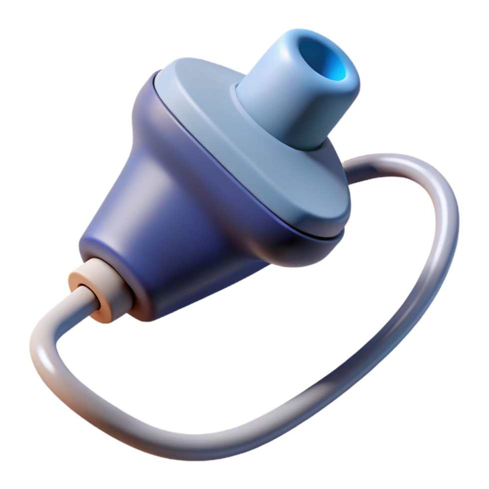 calm radiant Ultrasounprobe, ergonomic design, smooth plastic casing, render, dramatic lighting, top-down view, with transparent background,high-resolution product photography precision png