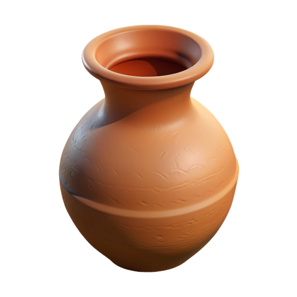 beautiful vintage Earthenware vase with a texturesurface, matte finish, soft lighting, side view, studio photography, isolateon transparent background,high-resolution product photography elite png