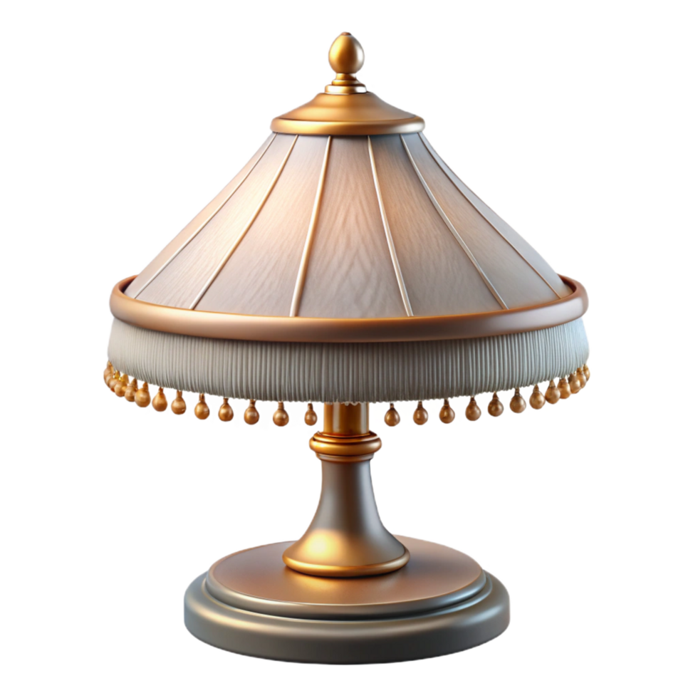 beautiful artistic Vintage glass lamp with a fringeshade, soft lighting, studio photography, isolateon transparent background,high-resolution product photography crisp png