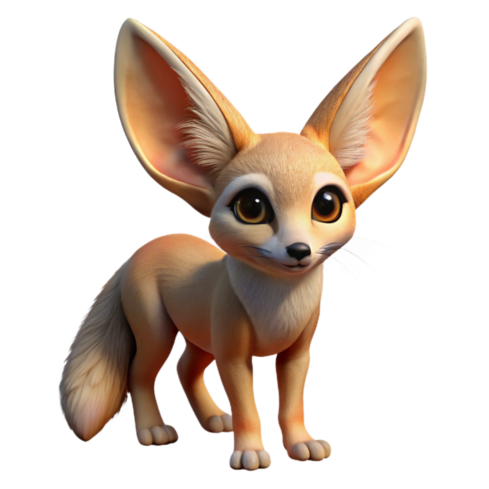 captivating geometric Fennec fox, large ears, sandy fur, curious expression, dramatic lighting, isolateon transparent background,high-resolution product photography luxury png
