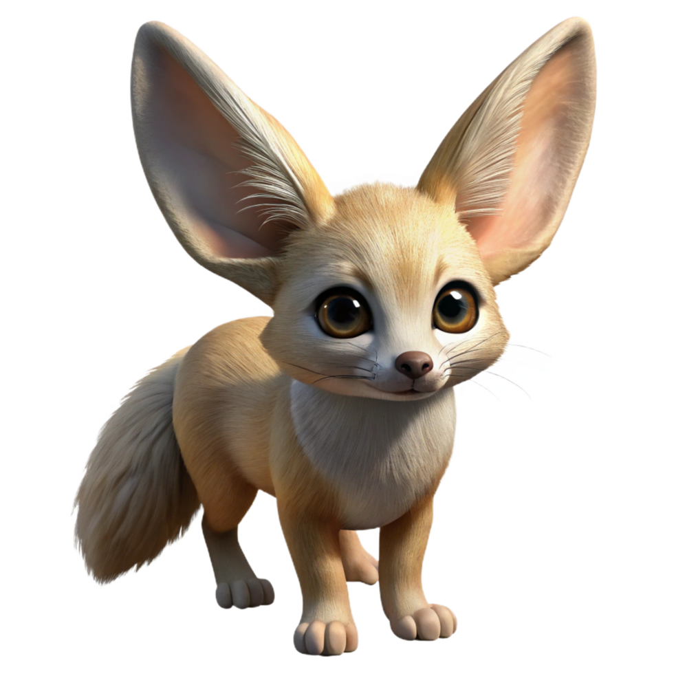 picturesque memorable Fennec fox, large ears, sandy fur, curious expression, dramatic lighting, isolateon transparent background,high-resolution product photography png