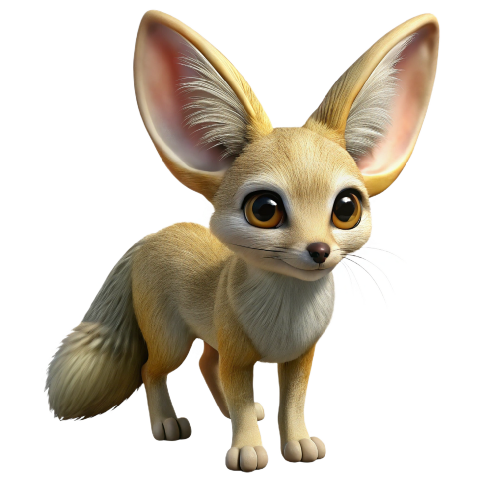 glorious ethereal avant-garde Fennec fox, large ears, sandy fur, curious expression, dramatic lighting, isolateon transparent background,high-resolution product photography exclusive png