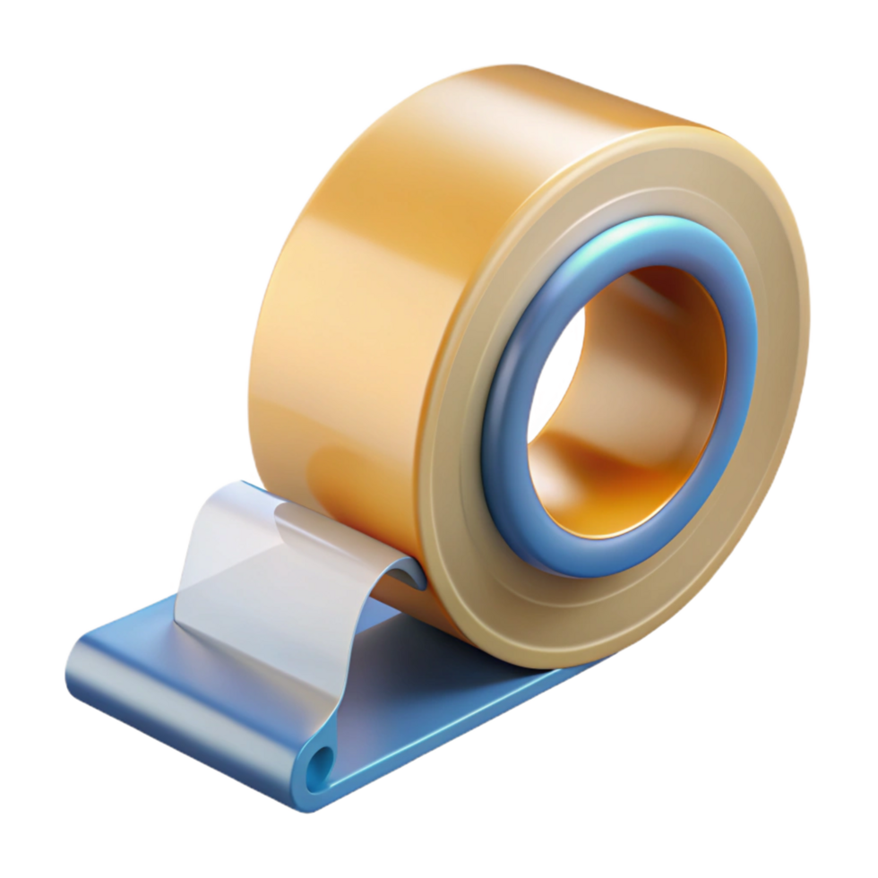 impressive exceptional Roll of clear packing tape, dispenser included, matte plastic, soft lighting, isolateon transparent background,high-resolution product photography png
