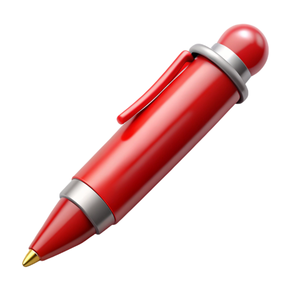 dazzling bolabstract Reballpoint pen, clickeopen, showing nib, metallic clip, glossy plastic, side view, studio lighting, isolateon transparent background,high-resolution product photography elite png