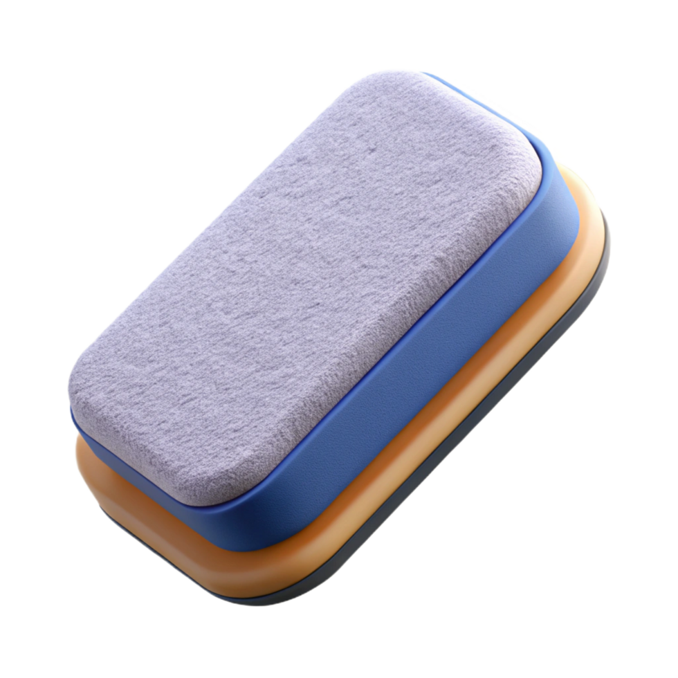 dazzling playful abstract Whiteboareraser, felt, showing traces of ink, front view, studio lighting, isolateon transparent background,high-resolution product photography expertly shot png