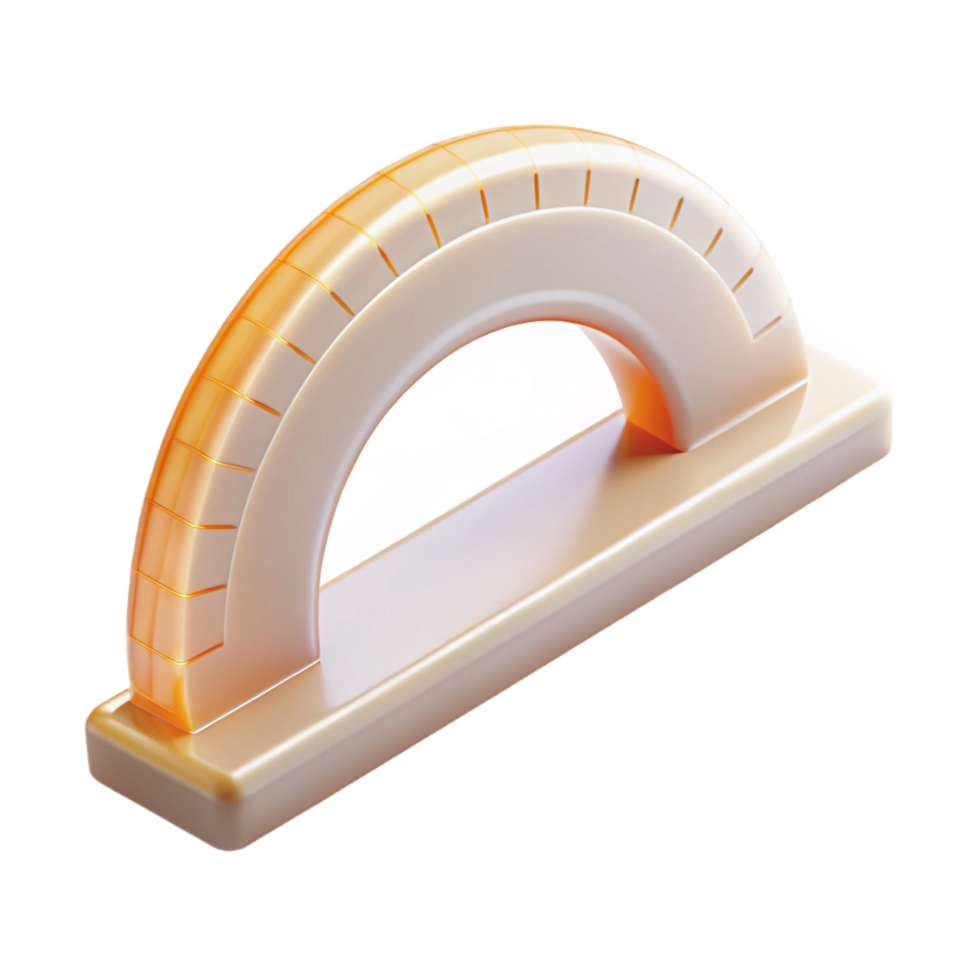 standout victorian Protractor, clear plastic, degree markings, front view, studio lighting, isolateon transparent background,high-resolution product photography impeccable png
