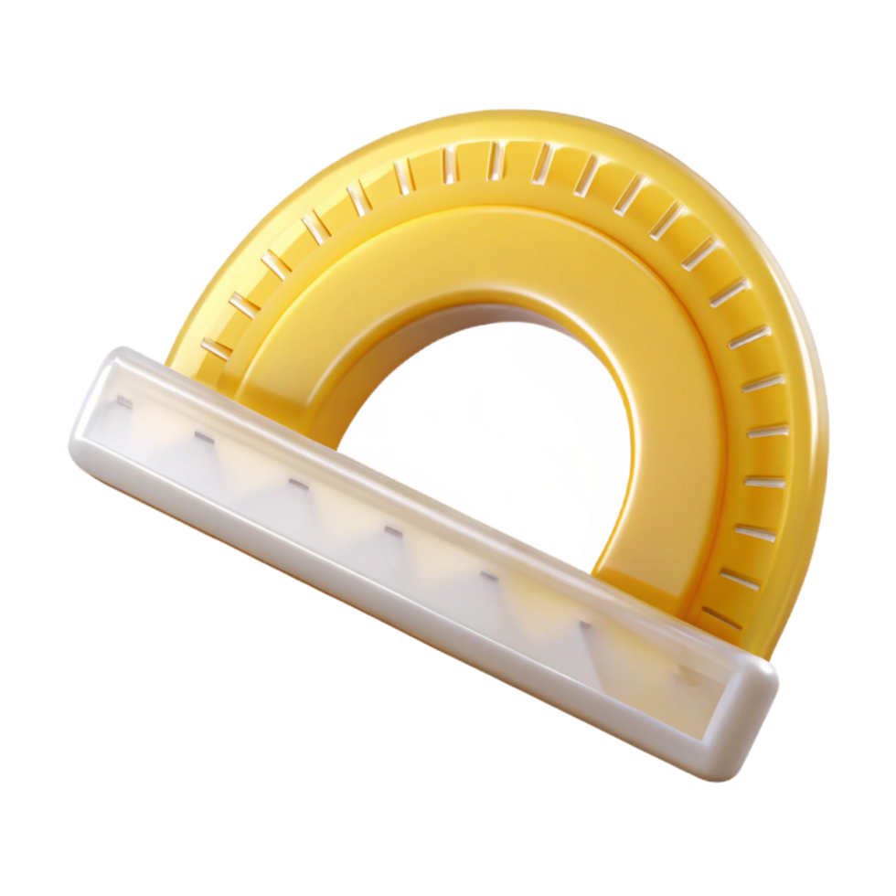 calm serene Protractor, clear plastic, degree markings, front view, studio lighting, isolateon transparent background,high-resolution product photography exclusive png